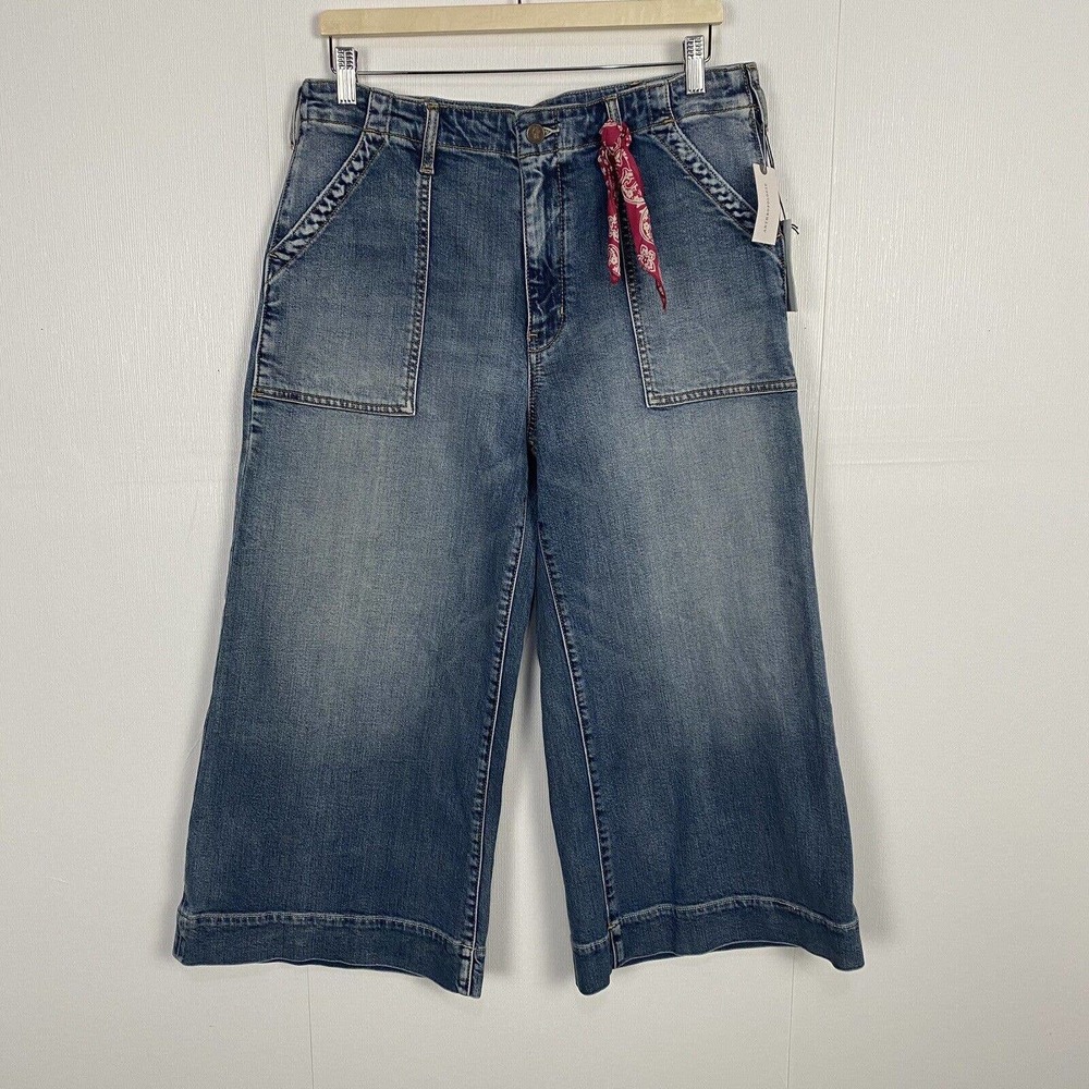 Anthropologie Pilcro and the Letterpress Vintage Wide Leg Cropped Jeans Size 32